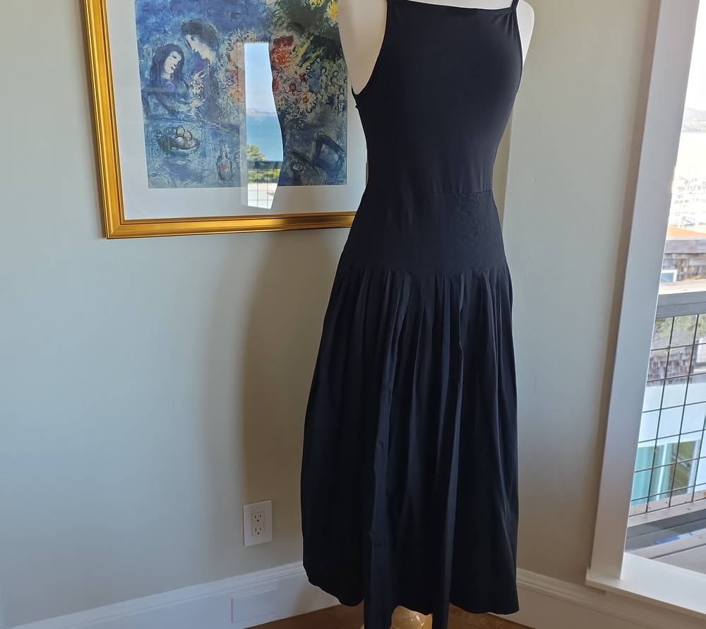 J. Crew Black Midi Dress with Pleated Skirt